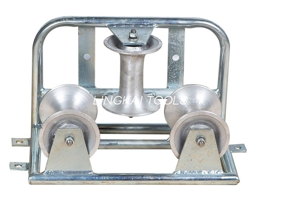 Galvanized Triple Cable Pulling Rollers , Aluminum Cable Corner Rollers