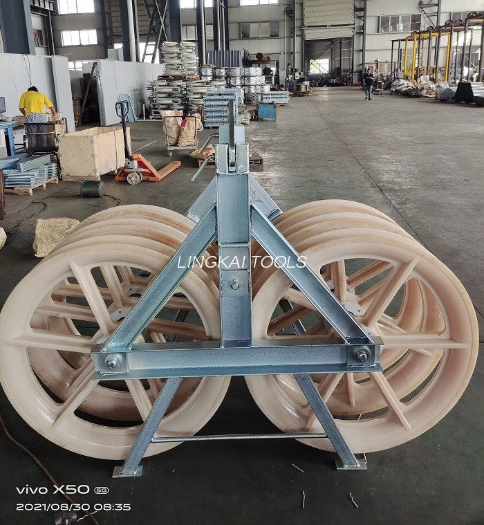 Tandem Sheaves Pulley Blocks ສໍາລັບ Stringing 2 ຫຼື 3 Conductors