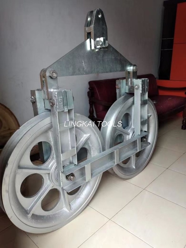 Single Conductor Tandem Sheaves Stringing Blocks ສໍາລັບການກໍ່ສ້າງສາຍໄຟຟ້າ