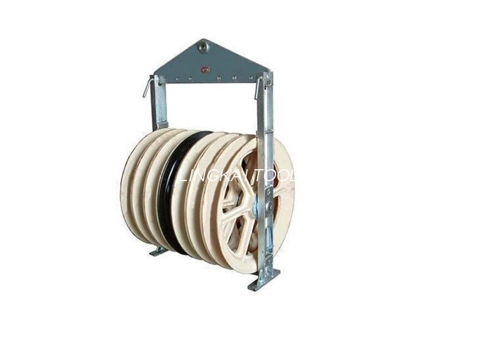 ຫ້າລໍ້ Nylon ເສັ້ນຜ່າສູນກາງ 916mm Bundled Conductor Pulley ສໍາລັບສາຍ overhead
