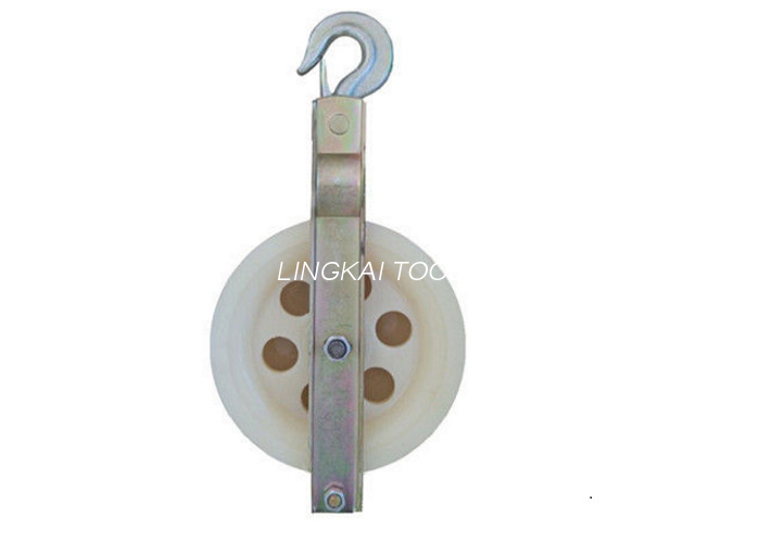 ນ້ຳໜັກເບົາ 10KN Nylon Single Sheave Stringing Block, Hook ແລະ Clevis Style
