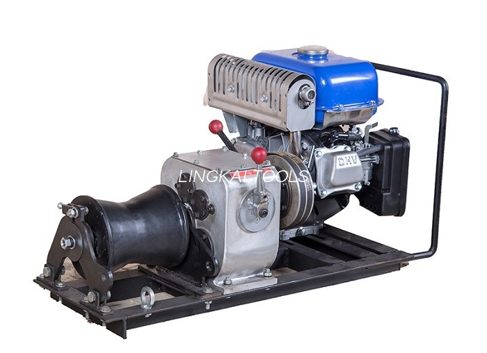 JJM1Q Line Construction Winch 1 Ton , Cable Pulling Gasoline Powered Winch