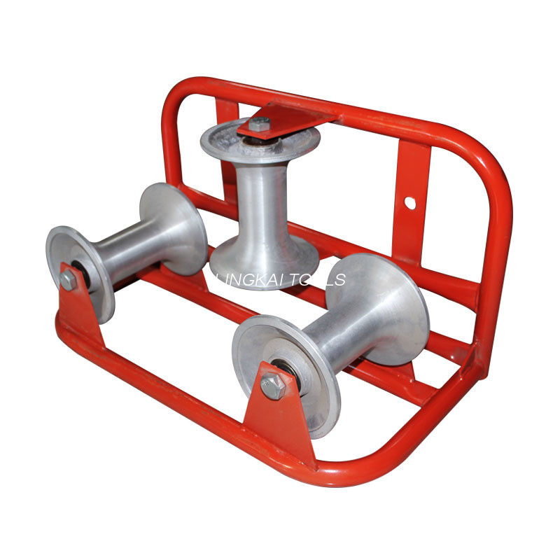 1T Rated Load ເຄື່ອງມືດຶງສາຍໄຟຟ້າ Tri - Roller Corner Cable Roller Assembly
