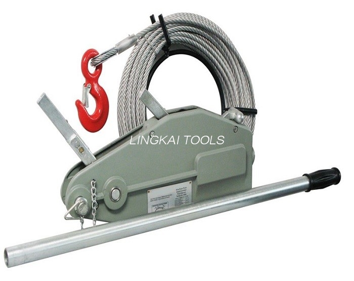 4 T Manual Cable Pulling Winch Machine / Tirfor Winch ດ້ວຍເຊືອກສາຍ 20M