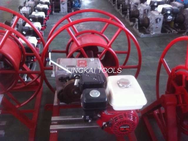 Petrol Engine Powered Cable Winch Puller 5 Ton For Conductor Take Up / Stringing