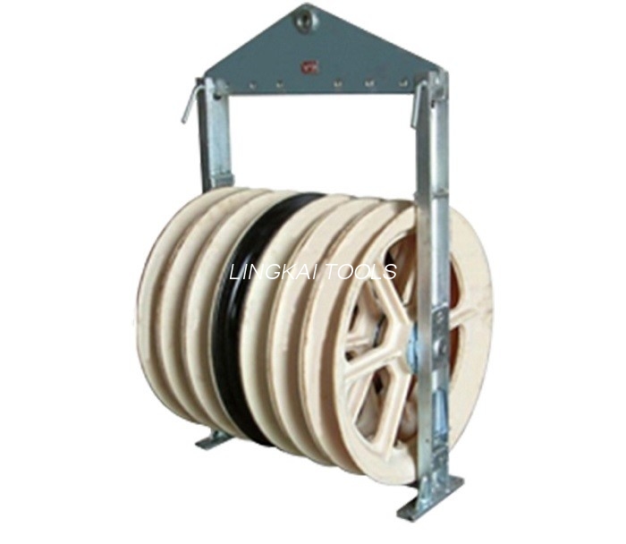 ເຫຼັກກາງ Six Nylon Seven Wheel Conductor Pulley ສໍາລັບອຸປະກອນ Stringing