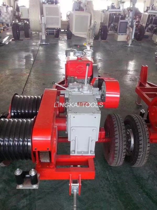 50KN Trailer Winches Motorized ສໍາລັບ overhead Line Stringing